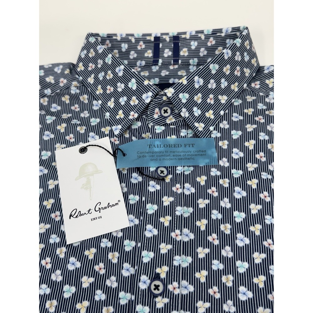 NWT Robert Graham SENAN Floral Modern‎ Americana Tailored Fit Shirt MEDIUM $178